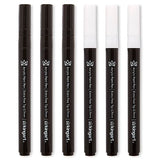 KINGART 453-6A PRO Black & White 6 Ct.(3 ea.) Extra Fine Paint Pens, 0.7mm Tip, Low-Odor Water-Based Quick Dry Acrylic Paint Markers for Rock, Wood, KINGART