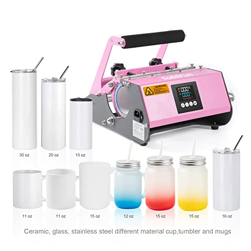 Sublifun Pink Tumbler Mug Heat Press Machine 30 OZ 20 OZ 16 OZ Sublimation Straight Skinny Tumbler Mug Sublimation Print 11 OZ 15 OZ Sublimation Mug Sublifun