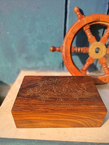 collectiblesBuy Handmade Wooden Box Hinged Lid Brown keepsake Unfinished Jewelry and DIY Crafts Storage Box for Women Jewel Organizer Golden Floral collectiblesBuy