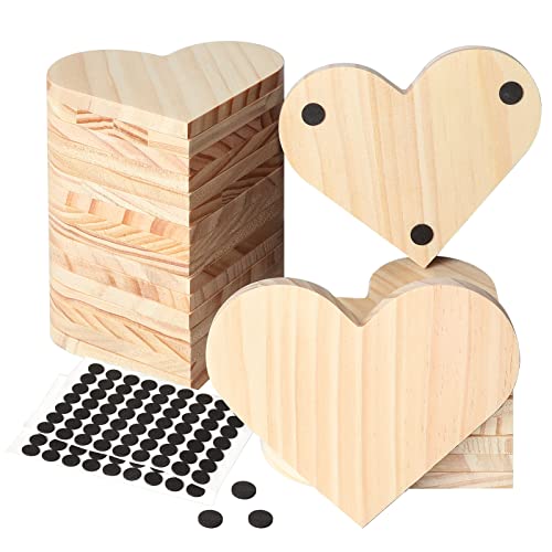 24 Pieces Unfinished Wood Coasters, GOH DODD 4 Inch Heart-Shaped Blank Wooden Coasters Crafts Coasters for DIY Architectural Models Drawing Painting