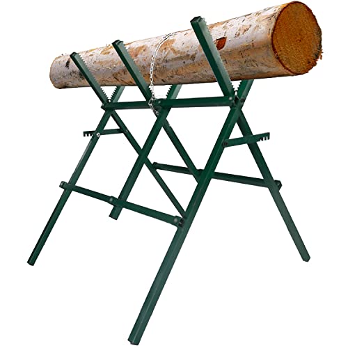 HIGOOD Log Saw Horse with Sawtooth Height-adjustable Saw Horse Stand Foldable Firewood Sawhorse Heavy Duty for Wood Saw Sawhorse Support 260lbs - WoodArtSupply