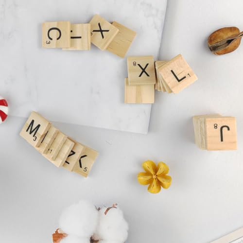TIHOOD 1000PCS Scrabble Letters for Crafts, Wood Scrabble Tiles, DIY Wood Gift Decoration, Making Alphabet Coasters and Scrabble Crossword Game TIHOOD