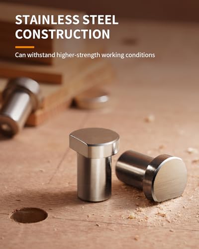 DAYDOOR Bench Dog Clamp, MFT Stainless Steel Table Stop for 3/4'' Dog Hole, Workbench Peg Brake Stops for Woodworking(19mm, 4 Pack) DAYDOOR