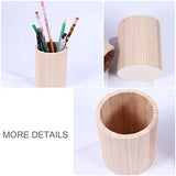 HEALLILY 2pcs Unfinished Wooden Pencil Holder Solid Wood Desk Pen Cup Pot Stationery Organizer for Home Office 8x8cm HEALLILY