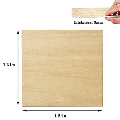 20 Pack Basswood Sheets12 x 12 x 1/8 Inch- 3mm Unfinished Plywood Basswood Sheets,for Architectural Model min House Building, Wood Burning Project