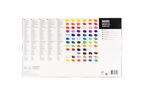 Liquitex BASICS Acrylic Paint Set, 72 x 22ml (0.74-oz) Tube Paint Set Liquitex