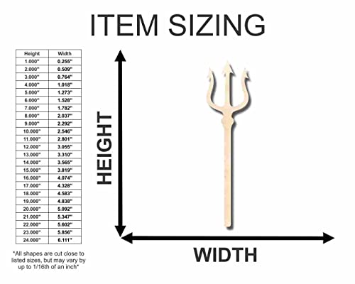 Unfinished Wood Trident Shape - Ocean - Neptune - Craft - up to 24" DIY 18" / 3/4" 24 Hour Crafts