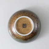 Wazakura Minoyaki Series Japanese Ikebana Essential Tool Kit with Small Round Ceramic Flower Vase and Kenzan Pin Frog for Floral Arranging - Brown & Wazakura