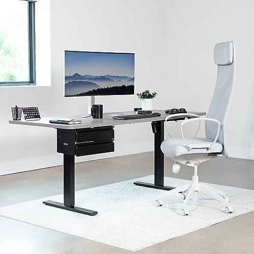 VIVO 16 inch Under Desk Mounted Sliding Pull-out Dual Level Drawer Set for Office Desk, Vertically Stacked Storage Organizer for Sit Stand VIVO