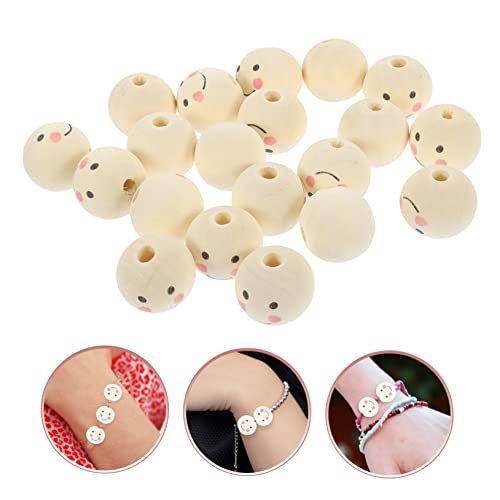 Operitacx 20pcs Doll Wooden Beads Wooden Beads Bulk Kids Beads Face Wood Spacer Beads Doll Head Beads Wooden Head Beads Smile Spacer Beads Crafts for Operitacx