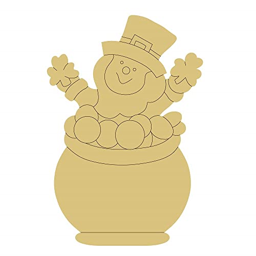 Leprechaun Design Line Cutout St. Patrick's Day Décor Door Hanger MDF Shape Canvas Style 6 Art 1 (12") Diverse Woodworking