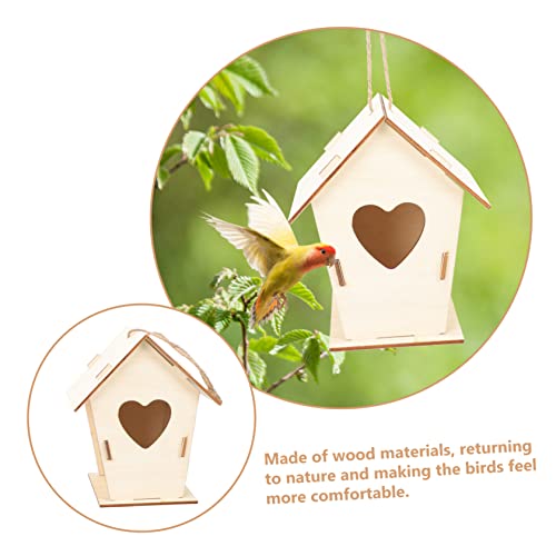 Yardwe 4 Pcs Wooden Bird House Wooden Bird Hut Natural Unfinished Wood Birdhouse Unfinished Birdhouse to Paint Artificial Birds House Bird House Yardwe
