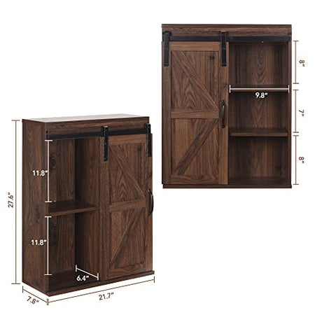 Rustown Rustic Farmhouse Wall Storage Cabinet with Sliding Barn Door RUSTOWN