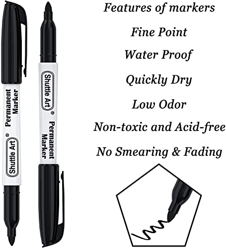 Shuttle Art Permanent Markers Bundle, 30 Pack Black 30 Pack Blue and 30 Pack Red Permanent Marker set,Fine Point, Works on Plastic,Wood,Stone,Metal Shuttle Art