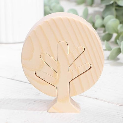 Unpainted Wood Tree Figures - Set of 3 - Handmade Craft Blanks - 3.9-inch Height - Unfinished Wood Craft Supplies - Ideal for DIY Projects, Interior
