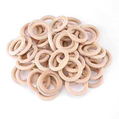 50pcs Wood Rings Circle Unfinished Wooden Round Rings DIY Wood Craft Pendant Connectors Jewelry Making - WoodArtSupply