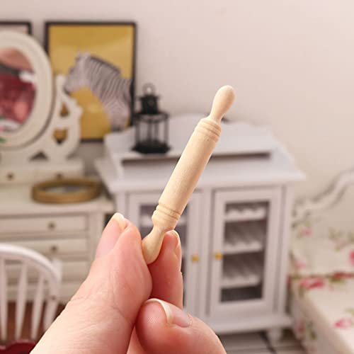 10pcs Wooden Miniature Rolling Pin Doll House Rolling Pole Rolling Pin Models Wood Handle Rolling Pin Mini House Props for Crafts, Doll Houses… Zerodeko