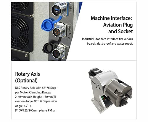 US Stock 50W JPT Fiber Laser Marking Machine Fiber Laser Engraver with 175×175mm Lens and D80 Rotary Axis SFX