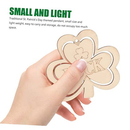 30pcs Small Pendant Ireland Ornament Present Labels Present Ornaments Leaf Wood Slices St Patricks Day Cutout Shamrock Pendants DIY Shamrocks Cutouts