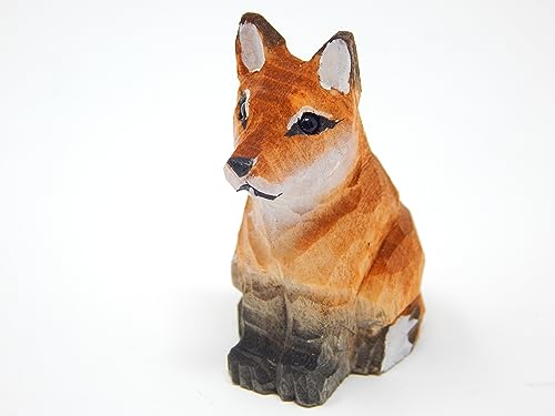 Selsela Red Fox Wood Ornament Hanging Figurine Handmade Carved Decoration Selsela