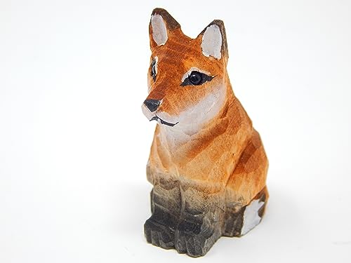 Selsela Red Fox Wood Ornament Hanging Figurine Handmade Carved Decoration - WoodArtSupply