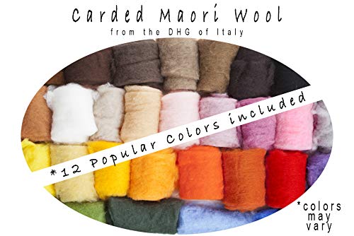 Complete Needle Felting Craft Starter Kit for Beginners, Premium Tools and Supplies, 17 Colors Wool, 15 Needles Color Coded, Sharps Container, Pad, Desert Breeze Distributing