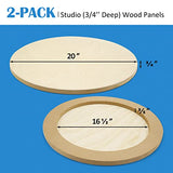 Falling in Art Unfinished Round Birch Wood Panels Kit for Painting, Wooden Canvas 2 Pack of 20 Studio 3/4" Deep, Cradle Boards for Pouring, Art, Falling in Art