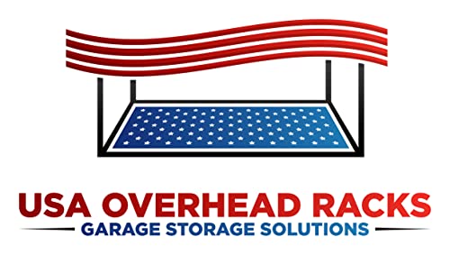 USA Overhead Racks 2ft x 4ft heavy duty overhead garage ceiling storage rack with powdercoated steel decking. wall and ceiling mounted (27"-38"