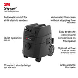 3M Xtract Portable Dust Extractor, 64256, 9 Gallon/35 Liter, Industrial Vacuum with Automatic Filter Clean Without Flow Stoppage, HEPA Filter, Xtract