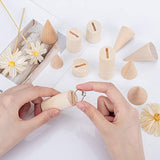 OLYCRAFT 11PCS Natural Wood Cone Ring Holders Unpainted Wood Cone Column Jewelry Ring Display Holder, Wood Ring Holders for Display DIY Craft OLYCRAFT