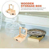 Sewroro 2pcs Box Wooden Storage Box Jewelry Unfinished Wood Crafts Wooden Berry Baskets Wooden Storage Crates Tote Bins for Storage with Lid Sewroro