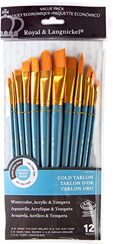 Royal Brush Manufacturing Royal and Langnickel Zip N' Close 12-Piece Brush Set in Vinyl Pouch - WoodArtSupply