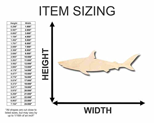 Unfinished Wood Shark Shape - Ocean - Nursery - Craft - up to 24" DIY 14" / 1/2" - WoodArtSupply