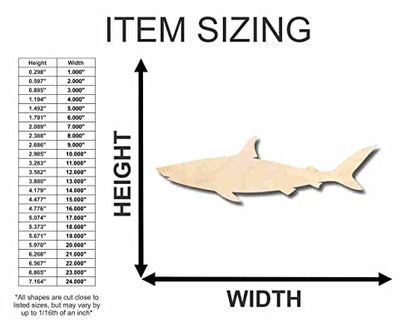 Unfinished Wood Shark Shape - Ocean - Nursery - Craft - up to 24" DIY 14" / 1/2" - WoodArtSupply