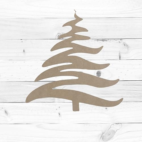 Brush Stroke Christmas Tree Cutout, Craft Unfinished Wood Shape Build-A-Cross