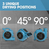 PURAERO Mini Air Mover | Carpet Dryer and Blower Fan | High-Velocity Floor Fan for Crawlspaces, Attics, Basements, Bathrooms | 1/5 HP 800 CFM | Water PURAERO