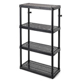 Gracious Living 14" x 32" x 54.5" 4-Shelf Tier Resin Multi-Purpose Medium Duty Indoor Garage Storage Organizer Shelves, Black Gracious Living