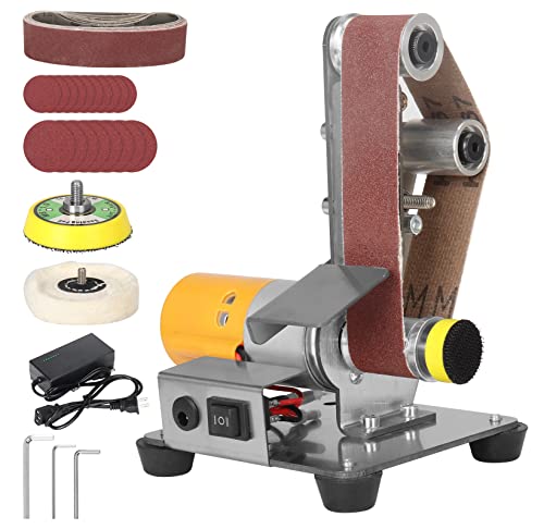 Electric Belt-Sander Adjustable Polishing-Grinding Sharpener - SI FNAG 7 Speed Mini Power Sanding Machine Bench Grinder Sanders 13x1.2inch For Knife - WoodArtSupply