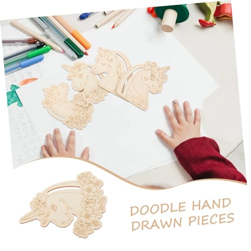 Vaguelly 12pcs Unicorn Chips Wooden Unicorn Slices Graffiti Wooden Slices Wood Plaque Wood Unicorn Crafts Nativity Ornaments Wooden Unicorn Shaped Vaguelly