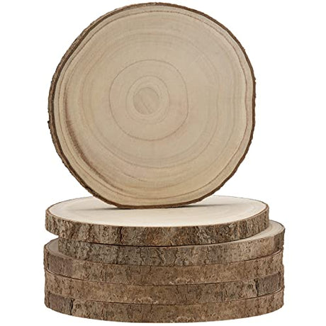 KEILEOHO 6 Piece 10-12 Inch Wood Rounds, Natural Round Wood Slices, Unfinished Rustic Wood Circle Slices Tree Slices for Centerpieces, DIY Projects, KEILEOHO