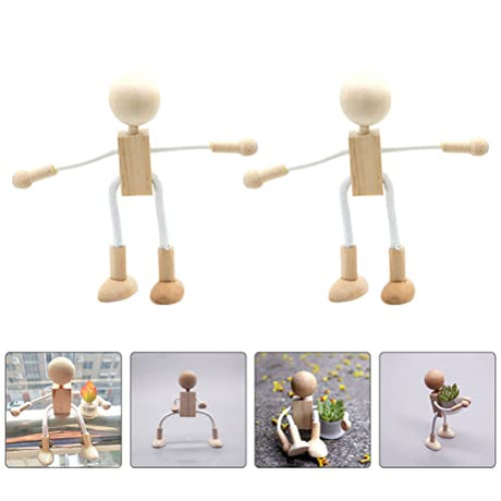 Milisten 6pcs Wooden Peg Dolls, Unfinished Wooden Figures People Doll Robot Unfinished Bodies Figures, Adjustable Peg Dolls for DIY Painting Arts Milisten