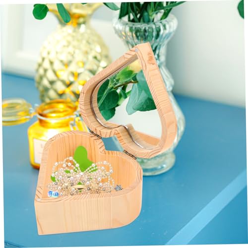 VOSAREA Box Wooden Heart Box Jewelry Cases Heart Jewelry Container Unfinished Treasure Chest Wooden Jewelry Holder Wood Heart Case Small Gift VOSAREA
