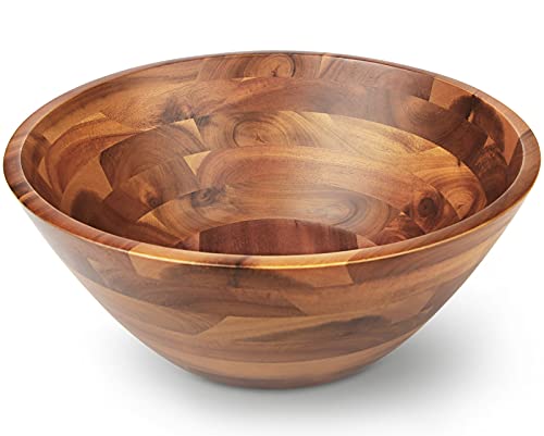 AIDEA Acacia Wood Serving Bowl for Fruits or Salads, 11" Diameter x 4.5" Height, Wooden Single Salad Bowl - WoodArtSupply