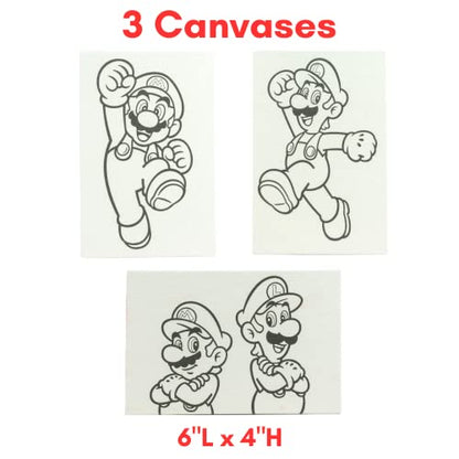 Innovative Designs Super Mario Canvas Paint Set for Kids with 3 Canvases,  Acrylic Paint