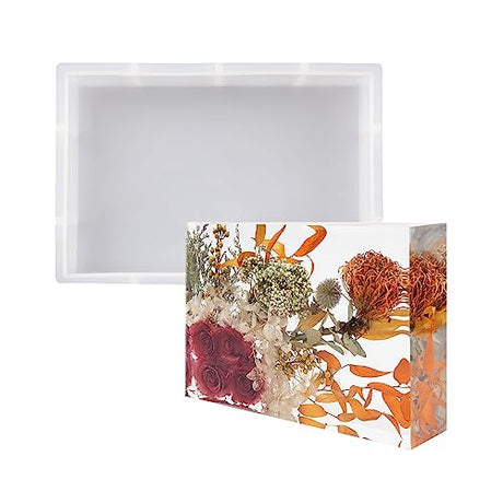 Large Resin Molds,Rectangle Silicone Molds for Resin Casting,Epoxy Resin Casting Mold for Flower Preservation，DIY Home Decor Wedding Gift,Bookends YUUIKLLE