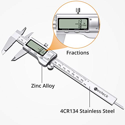 Neoteck 8 inch Digital Caliper and Feeler Gauge Set, Stainless Steel Electronic Vernier Caliper Measuring Tool Fractions/Inch/Metric Conversion Large Neoteck