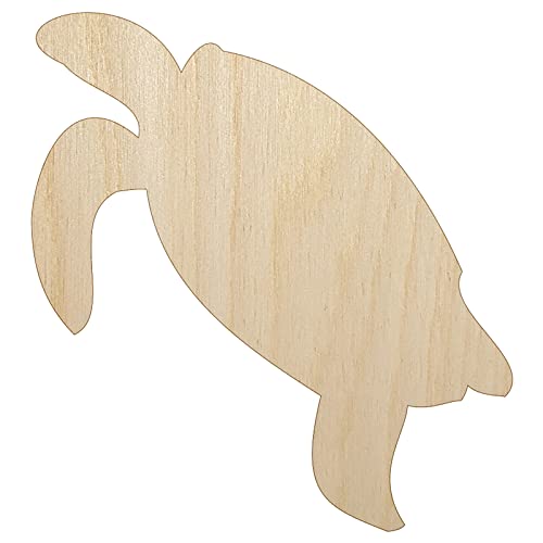 Turtle Swimming Solid Unfinished Wood Shape Piece Cutout for DIY Craft Projects - 1/4 Inch Thick - 4.70 Inch Size Sniggle Sloth
