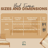 Bme Vivian 14 Inch Rustic Golden Brown Deluxe Bed Frame with Herringbone Headboard Bme