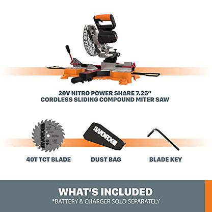 WORX 20V Cordless Sliding Miter Saw (Tool Only)