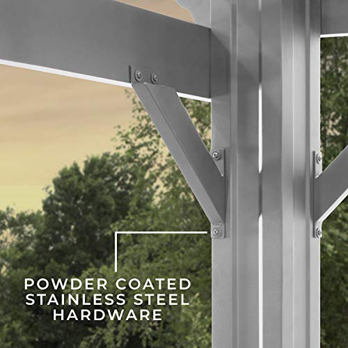 Backyard Discovery 12x10 ft Hawthorne White Galvanized Steel Pergola w/Soft Sail Shade, Spacious, Rust Resistant, UV Protection, Resist Winds Up to Backyard Discovery